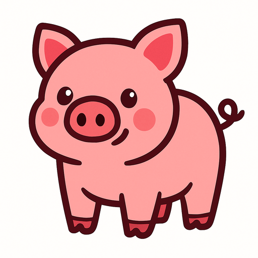 tatlı bir pembe domuz.
In-Game asset.  2d.  High contrast.  No shadows
