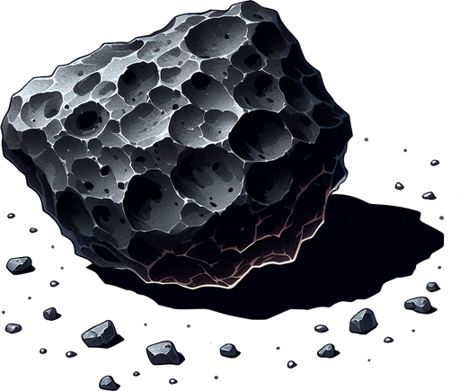 一颗陨石.
Single Game Texture. In-Game asset. 2d. Blank background. High contrast. No shadows.