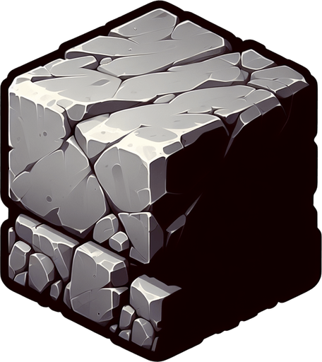 rock.
Single Game Texture. In-Game asset. 2d. Blank background. High contrast. No shadows. 100 by 100 sieze