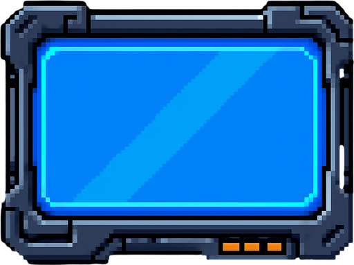 sci-fi pixel art UI panel.  glass with a steel border..
In-Game asset.  2d.  High contrast.  No shadows