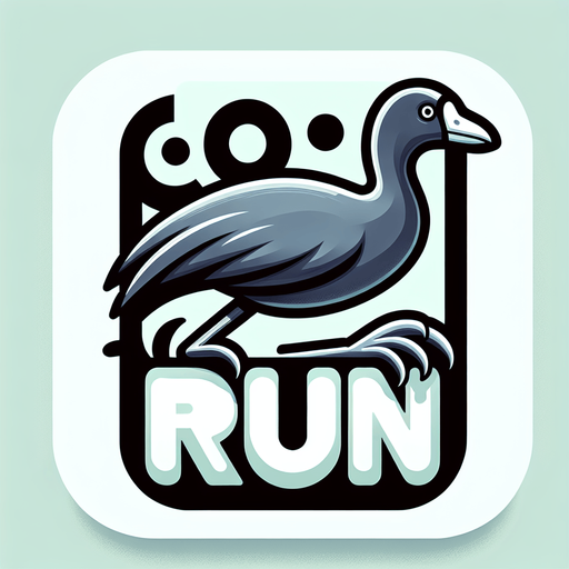 Game icon for a video game called “Coot Run”. Show an American Coot with its wings up and its foot big in the foreground. Show the name of the game big in the center with the coots foot underneath..
Single Game Texture. In-Game asset. 2d. Blank background. High contrast. No shadows.