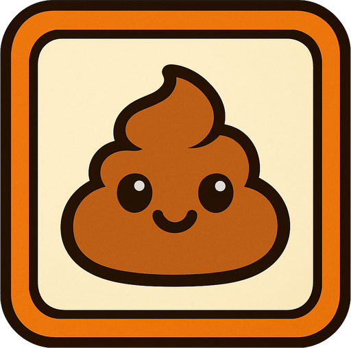 Create an image for a memory game's card's front with an icon of a cute poop.
In-Game asset.  2d.  High contrast.  No shadows