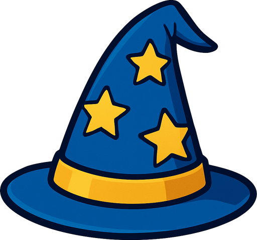 sombrero de mago de color azul 2d.
In-Game asset.  2d.  High contrast.  No shadows