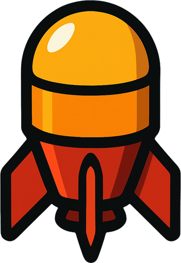 yuvarlak mermi roket şeklinde.
In-Game asset.  2d.  High contrast.  No shadows