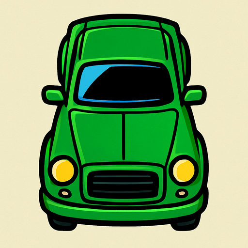 yukarı bakan yeşil araba.
In-Game asset.  2d.  High contrast.  No shadows