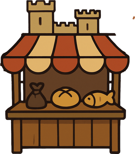 medieval basic city trade ui background.
In-Game asset.  2d.  High contrast.  No shadows