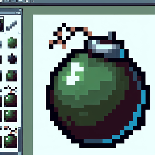a bomb, pixel style.
Single Game Texture. In-Game asset. 2d. Blank background. High contrast. No shadows.