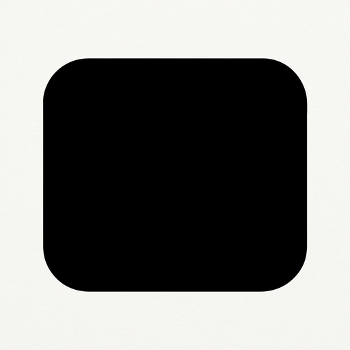 black rectangle (rounded corners).
In-Game asset.  2d.  High contrast.  No shadows