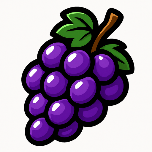 fruit_grape.
In-Game asset.  2d.  High contrast.  No shadows