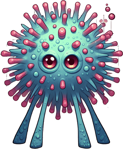 a sprite of a virus monster.
a 2d sprite of a virus monster