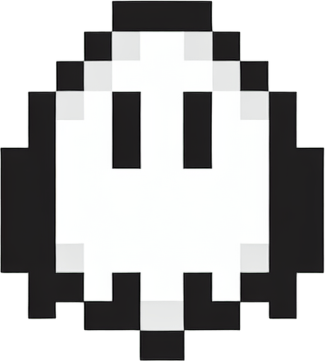 make a floating ghost 8bit boss for a game facing south.
Single Game Texture. In-Game asset. 2d. Blank background. High contrast. No shadows.