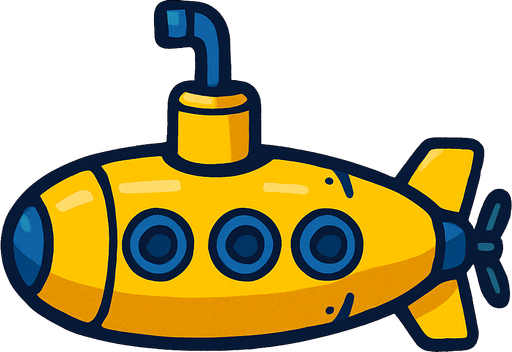 horizontal top down image submarine.
In-Game asset.  2d.  High contrast.  No shadows