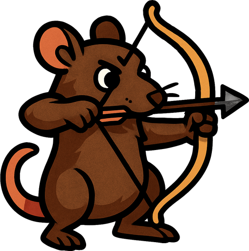 Rat with a arco.
In-Game asset.  2d.  High contrast.  No shadows