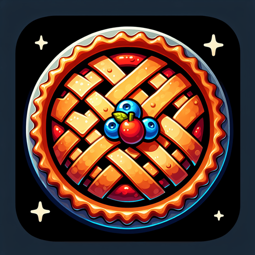 cartoon pie drawn top view.
Single Game Texture. In-Game asset. 2d. Blank background. High contrast. No shadows.