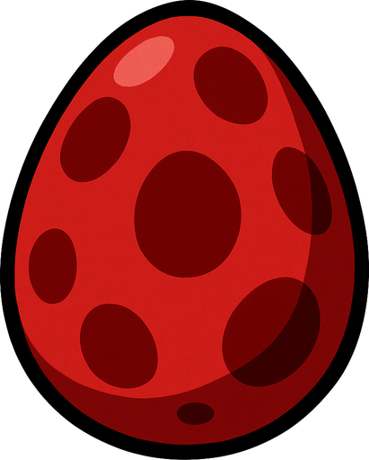 Make a red egg with dark red spots.
In-Game asset.  2d.  High contrast.  No shadows