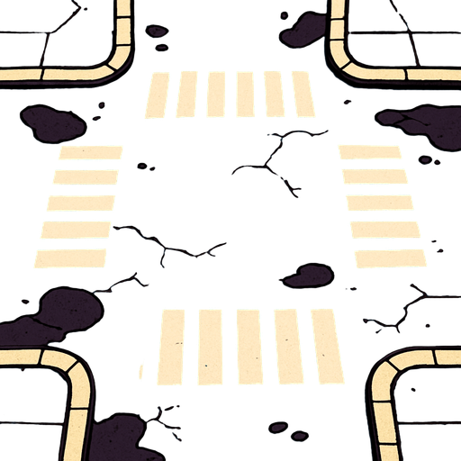 The street ground of a city.
In-Game asset.  2d.  High contrast.  No shadows