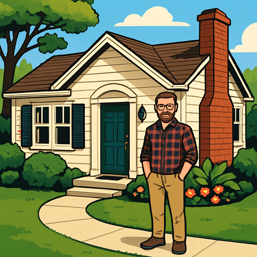 A realistic sweet home with owner.
In-Game asset.  2d.  High contrast.  No shadows