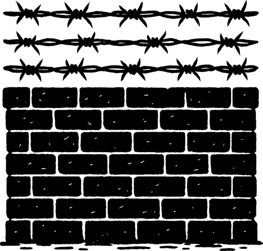 barbed wire wall.
In-Game asset.  2d.  High contrast.  No shadows