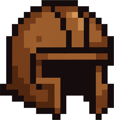 pixel brown game helmet.
In-Game asset.  2d.  High contrast.  No shadows