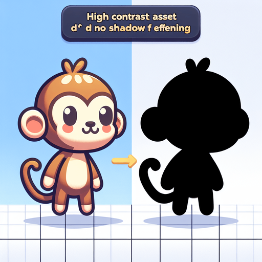 create a monkey.
Single Game Texture.  In-Game asset.  2d.  Blank background.  High contrast.  No shadows