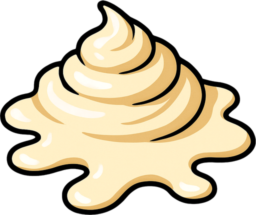 Dökülmüş mayonez.
In-Game asset.  2d.  High contrast.  No shadows