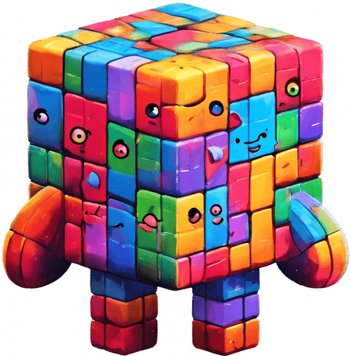 Add cute eyes to the cube