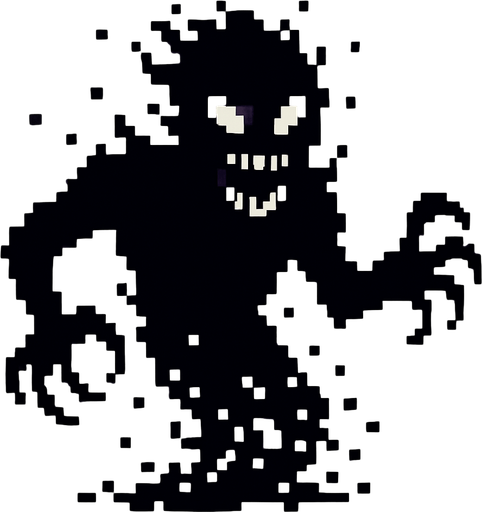 sombra de pixeles que de miedo.
In-Game asset.  2d.  High contrast.  No shadows