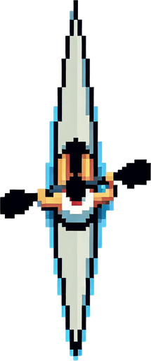 8 bit pixelatef olympic rowing canoe paddler, seen directly from above. gta 2 bird-eye perspective.
Single Game Texture. In-Game asset. 2d. Blank background. High contrast. No shadows.