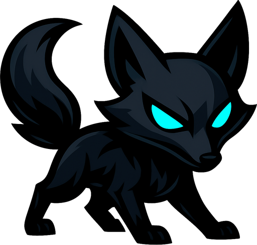 karanlık tilki.
In-Game asset.  2d.  High contrast.  No shadows