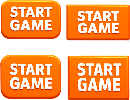 Pack of different rectangle button of "START GAME" the two words on one line, orange button with white text
In-Game asset.  High contrast.  No shadows. 3D