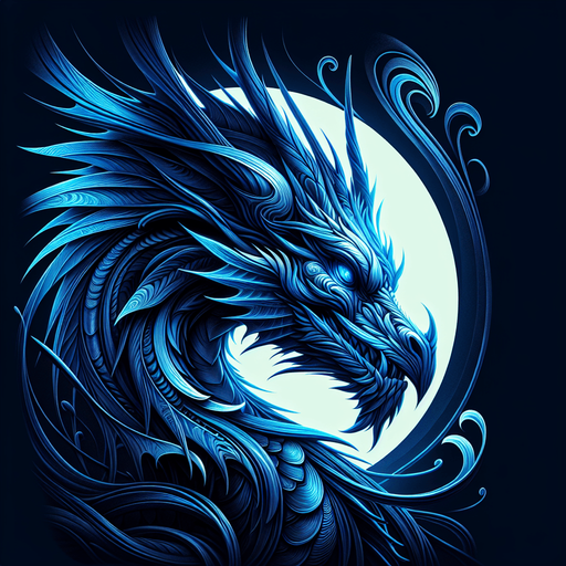 blue lighting dragon head.
Single Game Texture.  In-Game asset.  2d.  Blank background.  High contrast.  No shadows