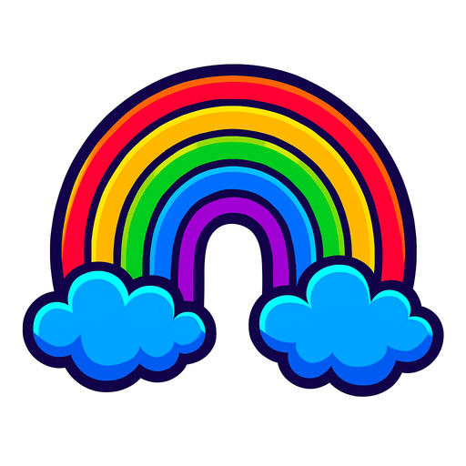 Rainbow effect. Vibrant..
In-Game asset.  2d.  High contrast.  No shadows