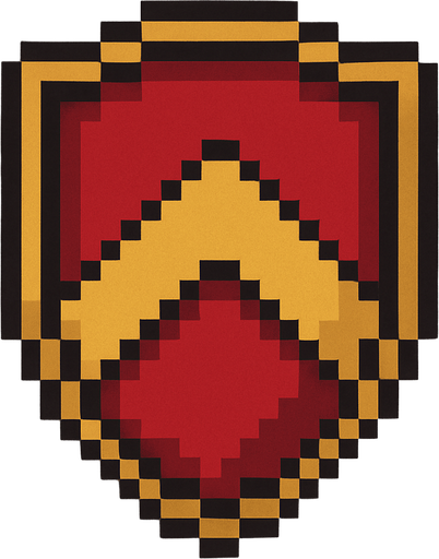 A pixel shield image.
In-Game asset.  2d.  High contrast.  No shadows