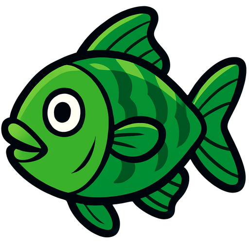 yeşil balık.
In-Game asset.  2d.  High contrast.  No shadows