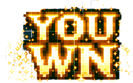 "You Win" written in glittering holy golden light..
Single Game Texture. In-Game asset. 2d. Blank background. High contrast. No shadows.