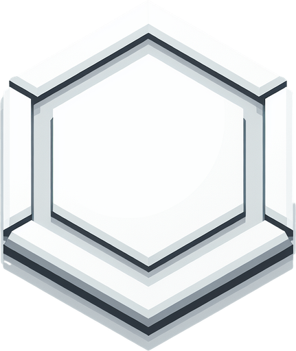 simple flat white hexagon tile with beveled borders.
Front view. Modern game style