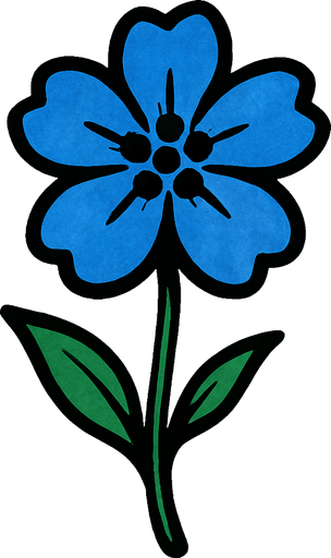 Blue flower with stem.
In-Game asset.  2d.  High contrast.  No shadows