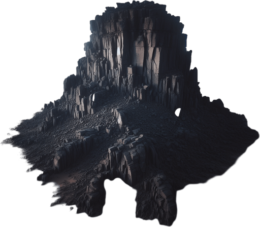 Rock at night, drone view