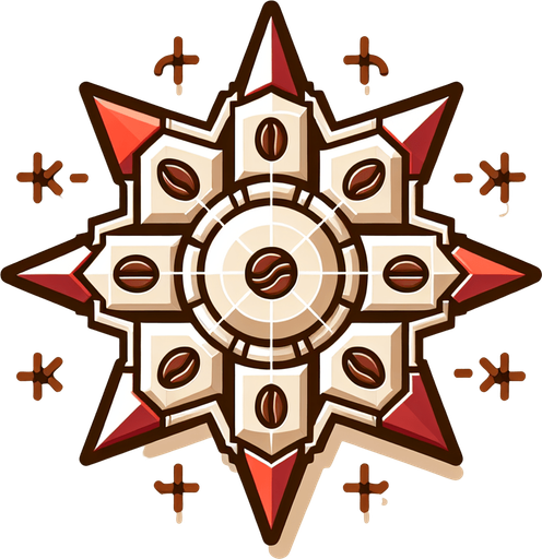 Spike with 8 points. Themed like coffee..
Single Game Texture. In-Game asset. 2d. Blank background. High contrast. No shadows.