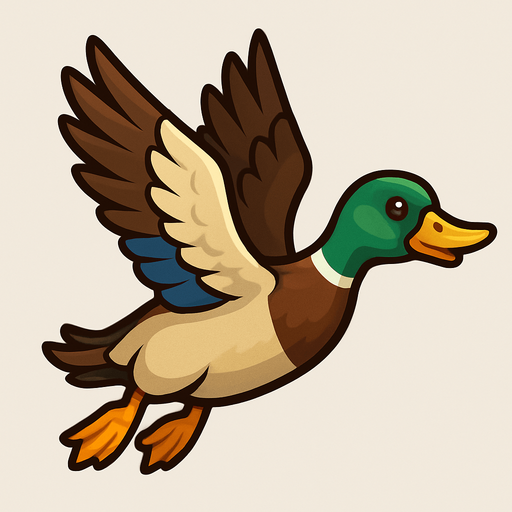 Duck Flying.
In-Game asset.  2d.  No shadows