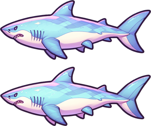 акула, постэльные цвета..
Single Game Texture.  In-Game asset.  2d.  Blank background.  High contrast.  No shadows