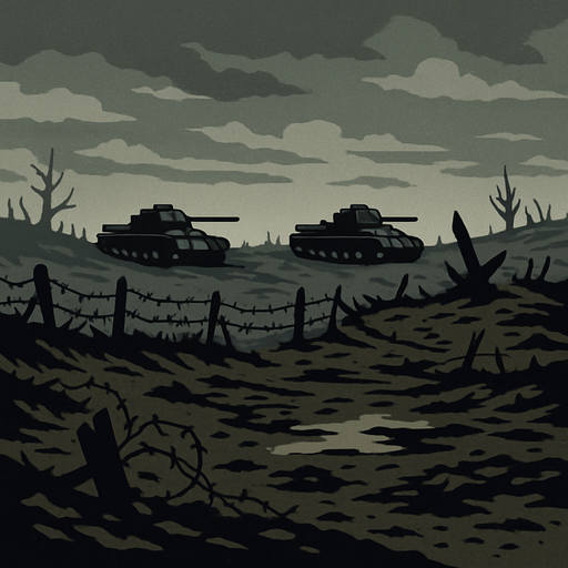 World War II, gloomy weather, just ground.
In-Game asset.  2d.  High contrast.  No shadows