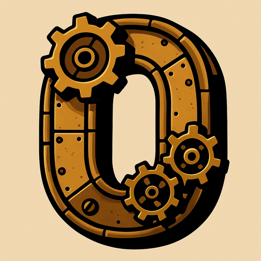 un 0 es estilo steampunk.
In-Game asset.  2d.  High contrast.  No shadows