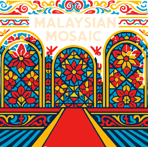 Design the background of Malaysian Mosaic like fashion show.
High contrast.  No shadows