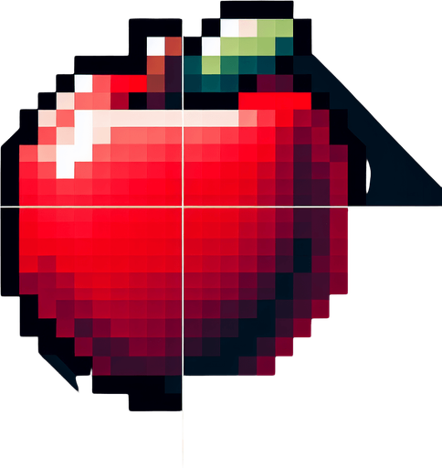 red apple.
Single Game Texture. In-Game asset. 2d. Blank background. High contrast. No shadows.