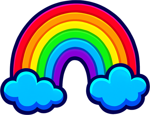 Rainbow effect. Vibrant..
In-Game asset.  2d.  High contrast.  No shadows