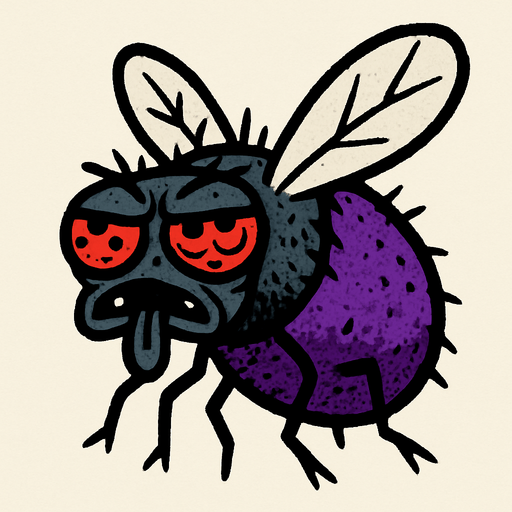 çirkin ve sevimsiz kara sinek mor renkli bir kısmı.
In-Game asset.  2d.  High contrast.  No shadows