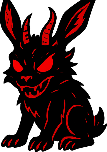 demon rabbit with red eyes.
In-Game asset.  2d.  High contrast.  No shadows