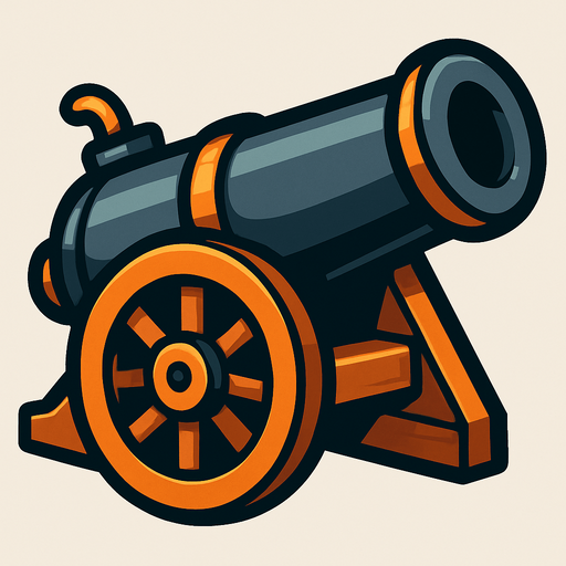 Un cañón.
In-Game asset.  2d.  High contrast.  No shadows