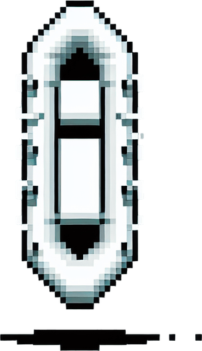 white olympic raft seen directly from above. bird-eye view. pixelated..
Single Game Texture. In-Game asset. 2d. Blank background. High contrast. No shadows.